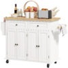 Ww0eba19495c2eedf.jpg Kitchen Island with Storage, Rolling Trolley Cart with Rubber Wood Top, Spice Rack, Towel Rack, Cream White