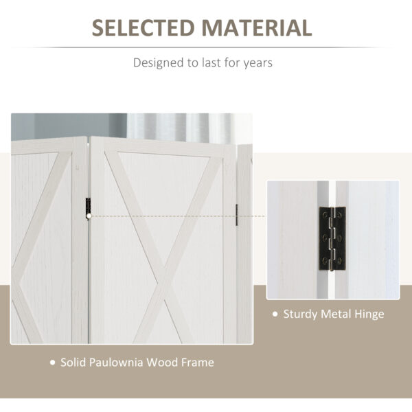 4-panel Wall Partition Farmhouse Room Separator with Foldable Design Wooden Frame 5.6FT, White