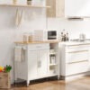 Wooden Rolling Kitchen Island on 360° Swivel Wheels Dining Cart with Drawer, Towel Rack for Kitchen, White