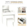 Modern Vanity Set with Flip Top Mirror and Cushioned Stool, Dressing Table with Storage Drawer for Bedroom, White
