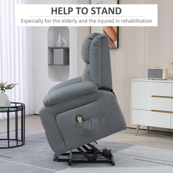 Lift Chair for Seniors, PU Leather Upholstered Electric Recliner Chair with Remote, Side Pockets, Quick Assembly, Grey