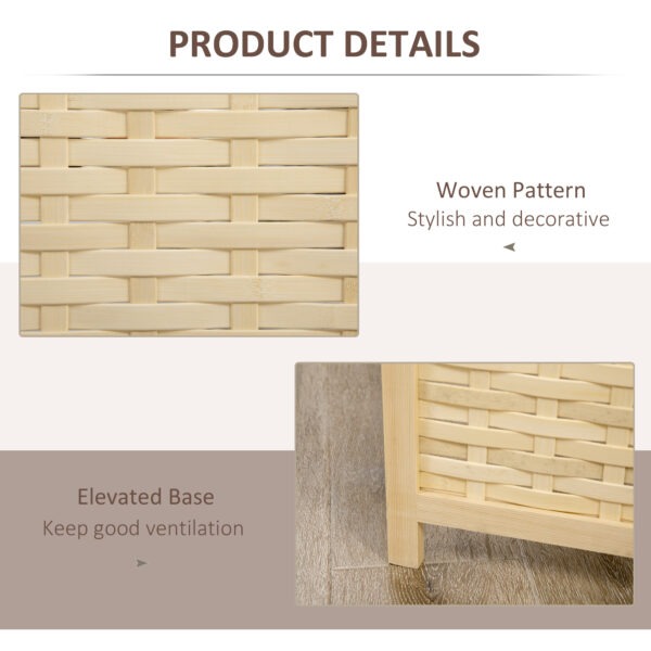 Y8Y1b319c52289224.jpg 4-Panel Room Divider, 5.6 FT Bamboo Freestanding Folding Privacy Screen for Indoor Bedroom Office, Natural Wood