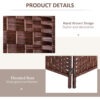 6ft Folding Room Divider, 4 Panel Wall Partition with Wooden Frame for Bedroom, Home Office, Brown
