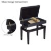 Adjustable Piano Bench with Storage and Soft PU Leather Padded, with Enough Music Storage Design, Black