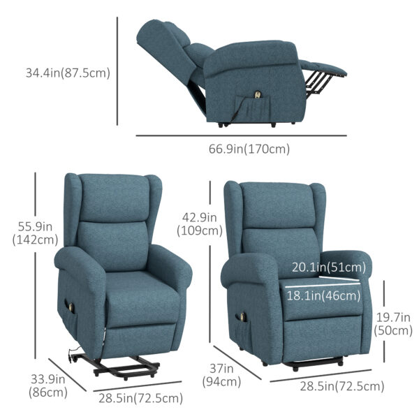 Yv334419494672069.jpg Wingback Lift Chair for Elderly, Power Chair Recliner with Footrest, Remote Control, Side Pockets, Blue