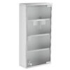 Wall Mount Medicine Cabinet, Bathroom Cabinet with 4 Tier Shelves, Stainless Steel Frame and Glass Door, Lockable with 2 Keys, Silver, 12" x 23.5"