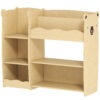 Qaba Kids Bookshelf and Toy Storage Organizer, 3 Tier Montessori Toy Organizer with Open Display for Nursery, Natural