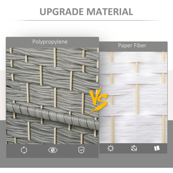 6 Ft Tall Folding Room Divider, 6 Panel Portable Privacy Screen, Hand-Woven Partition Wall Divider, Mixed Grey