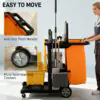 Commercial Janitorial Cart with 3 Tier Shelves, Cleaning Cart with Rubbish Bag and Mop Mount for Hotel Restaurant, Black