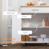 Kitchen Trolley Mobile Kitchen Island on Wheels Serving Cart Wooden Storage w/ Drawer and Towel Bar White