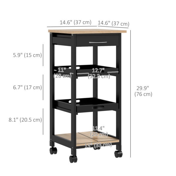ZcN38d19b9e230402.jpg Kitchen Island Rolling Trolley Utility Serving Cart with Drawer Black