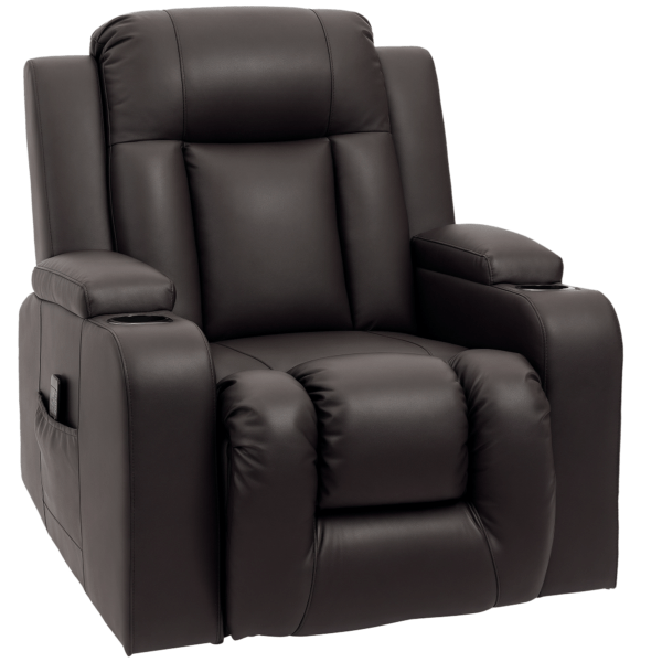 ZfK51d19746896b67.png Swivel Massage Recliner Chair Rocker, Overstuffed Manual Reclining Sofa, PU Leather Rocking Chair with Side Pockets, Cup Holders, for Living Room, Nursery, Brown