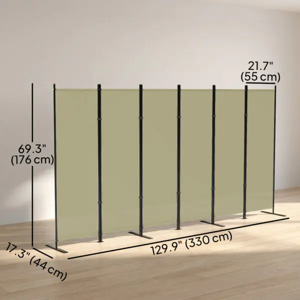 6 Panel Room Divider, 6 Ft Folding Privacy Screen, Portable Freestanding Partition Wall Divider, Beige
