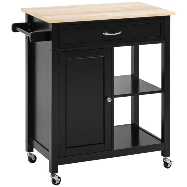 Zyu28618e564c420f.jpg Rolling Kitchen Cart with Wood Top and Drawer, Kitchen Island on Wheels for Dining Room, Black | Aosom Canada