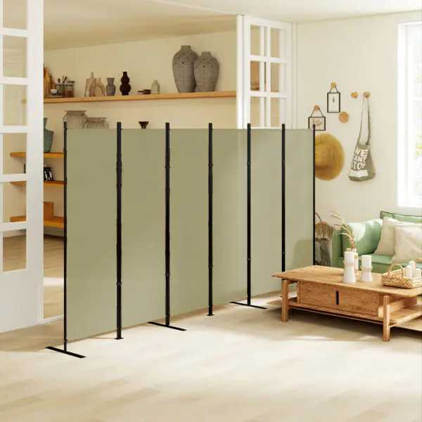 6 Panel Room Divider, 6 Ft Folding Privacy Screen, Portable Freestanding Partition Wall Divider, Beige