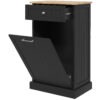 a044e919491e479da.jpg Kitchen Tilt Out Trash Bin Cabinet, Free Standing Recycling Cabinet, Trash Can Holder with Drawer, Black