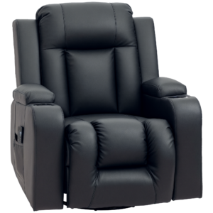 aDd70619746da7e0c.png Swivel Massage Recliner Chair Rocker, Overstuffed Manual Reclining Sofa, PU Leather Rocking Chair with Side Pockets, Cup Holders, for Living Room, Nursery, Black