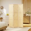3-Panel Room Divider, 5.6 FT Freestanding Folding Privacy Screen, Partition Wall Divider, Natural Wood