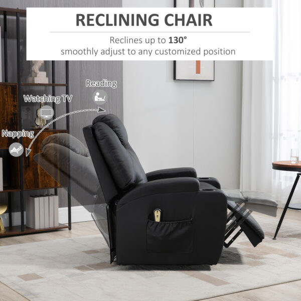 Power Lift Recliner Chair for Elderly, PU Leather Lift Chair with Footrest, Remote Control, Side Pockets and Cup Holders, Reclining Sofa for Living Room, Black