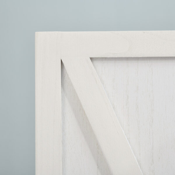 4-panel Wall Partition Farmhouse Room Separator with Foldable Design Wooden Frame 5.6FT, White