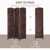 6ft Folding Room Divider, 3 Panel Wall Partition with Wooden Frame for Bedroom, Home Office, Brown