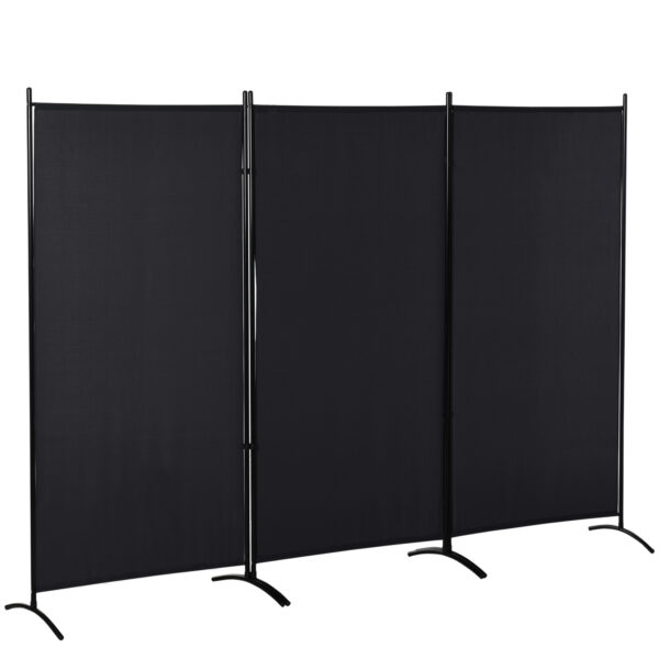 6' 3 Panel Room Divider, Double Hinged Folding Wall Divider, Indoor Privacy Screen for Home Office, Black