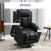 Electric Power Lift Chair for Elderly, PU Leather Recliner Chair with Footrest, Remote Control, Side Pockets and Cup Holders for Living Room, Black