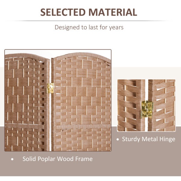 6ft Folding Room Divider, 3 Panel Wall Partition with Wooden Frame for Bedroom, Home Office, Natural