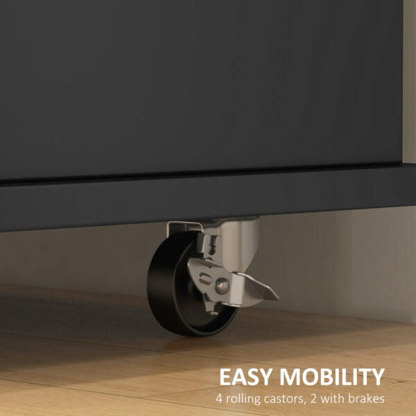 Kitchen Island on Wheels, Kitchen Cart with Drop Leaf, Drawers, Black