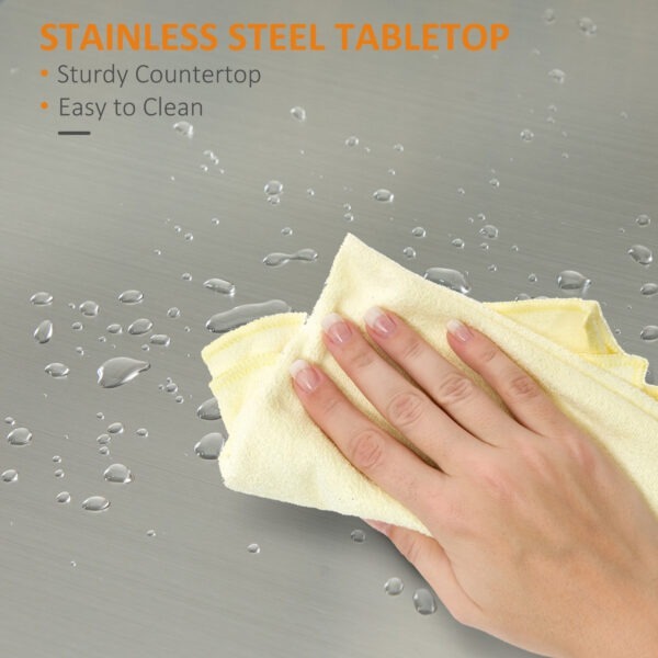 bfe33c1949353517d.jpg Kitchen Cart, Small Kitchen Island, Stainless Steel Top Utility Trolley on Wheels with Storage Drawer for Dining Room, Kitchen (White)