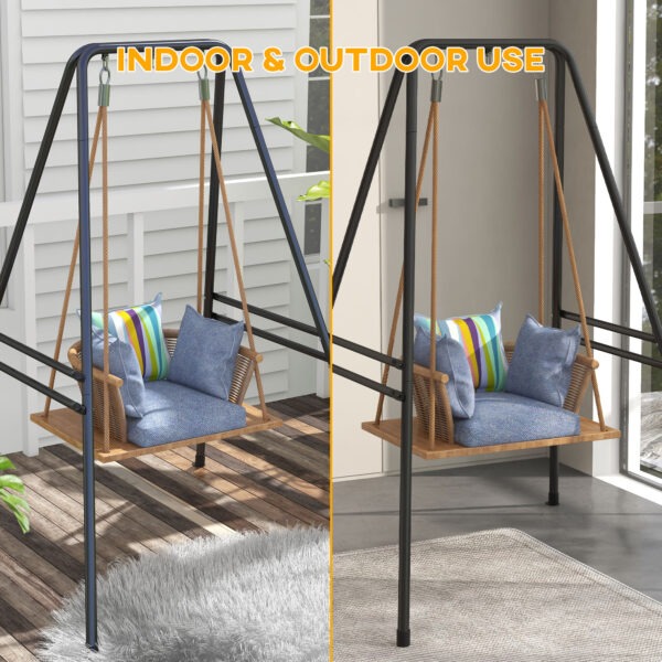 Hammock Chair Stand, Hanging Heavy Duty Metal Frame Hammock Stand for Hanging Hammock Air Porch Swing Chair, Egg Cahir, Indoor & Outdoor Use, 48.8" x 56.3" x 70.9" Black