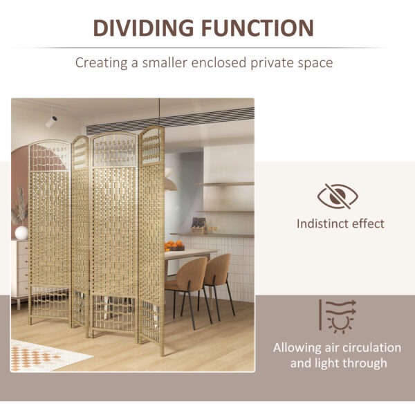 crH57a18e8b5f13f9.jpg 4 Panel Folding Room Divider, Portable Privacy Screen, Wave Fiber Room Partition for Home Office, Natural