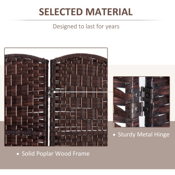 6ft Folding Room Divider, 3 Panel Wall Partition with Wooden Frame for Bedroom, Home Office, Brown