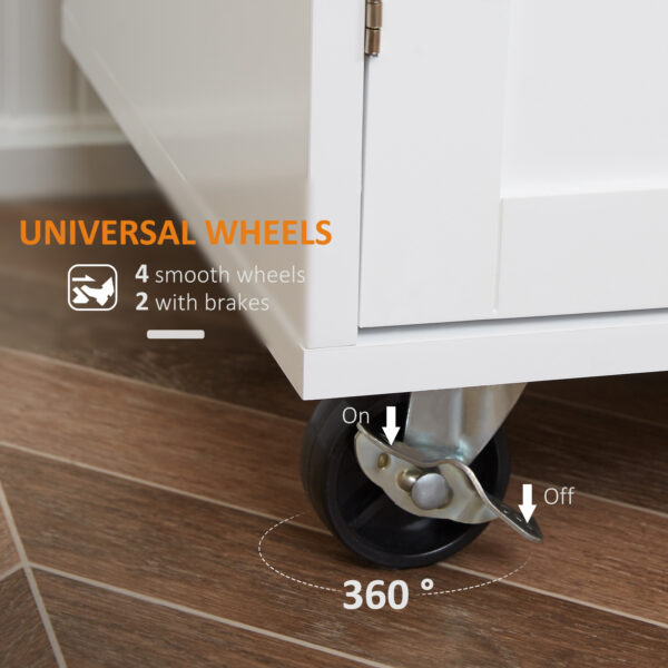 Kitchen Trolley Mobile Kitchen Island on Wheels Serving Cart Wooden Storage w/ Drawer and Towel Bar White