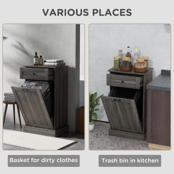 d7Ae4519490add52d.jpg Kitchen Tilt Out Trash Bin Cabinet, Free Standing Recycling Cabinet, Trash Can Holder with Drawer, Charcoal Grey