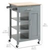 Kitchen Island, Compact Kitchen Cart on Wheels with Open Shelf & Storage Drawer for Dining Room, Kitchen, Grey