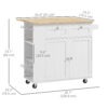 Kitchen Island with Power Outlet and Drop Leaf, Rolling Kitchen Cart with 2 Drawers and Adjustable Shelves, White