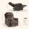 Manual Recliner Chair with Vibration Massage, Reclining Chair for Living Room with Side Pockets, Brown