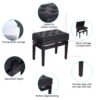 Adjustable Piano Bench with Storage and Soft PU Leather Padded, with Enough Music Storage Design, Black