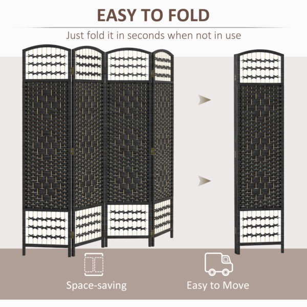 duyf0918e8939e53d.jpg 4 Panel Folding Room Divider, Portable Privacy Screen, Wave Fiber Room Partition for Home Office, Black