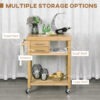 Bamboo Rolling Kitchen Island Trolley with Drawers & Shelves