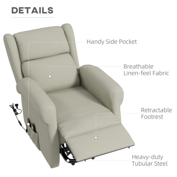eHFc2d194949c3d25.jpg Wingback Lift Chair for Elderly, Power Chair Recliner with Footrest, Remote Control, Side Pockets, Cream White