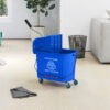 Compact Mop Bucket with Wringer, Mop Bucket on Wheels for Floor Cleaning, 5 Gallon, Separate Dirty and Clean Water, Blue