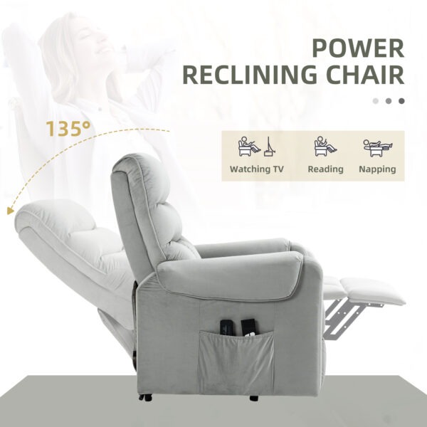 Lift Chair for Elderly, Massage Recliner Chair with 8 Vibration Points, Footrest, Remote Control, Side Pockets, Grey