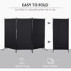 6' 3 Panel Room Divider, Double Hinged Folding Wall Divider, Indoor Privacy Screen for Home Office,  Charcoal Grey