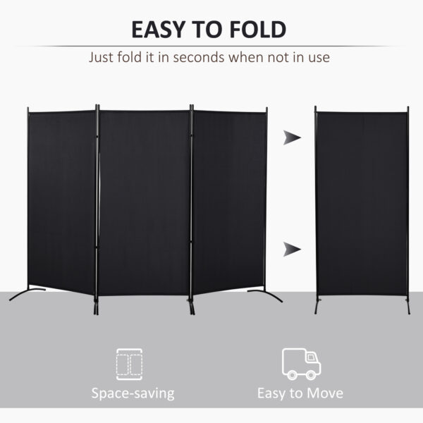 6' 3 Panel Room Divider, Double Hinged Folding Wall Divider, Indoor Privacy Screen for Home Office,  Charcoal Grey