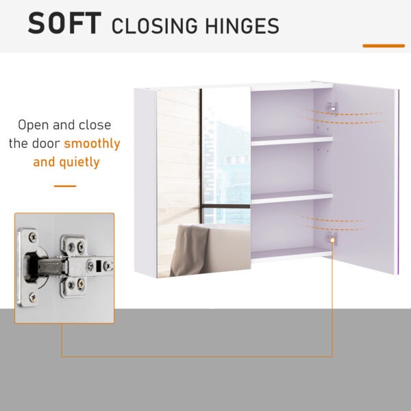 Wall Mount Mirrored Medicine Cabinet, Bathroom Mirror Cabinet with Adjustable Shelf, Double Soft Closing Doors, Light Lilac