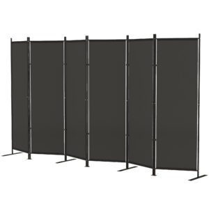 6 Panel Room Divider, 6 Ft Folding Privacy Screen, Portable Freestanding Partition Wall Divider, Charcoal Grey
