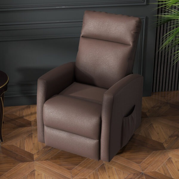 Power Lift Recliner Chair with Remote Control Side Pocket for Living Room Home Office Study Brown
