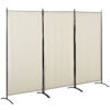 6' 3 Panel Room Divider, Double Hinged Folding Wall Divider, Indoor Privacy Screen for Home Office, Beige